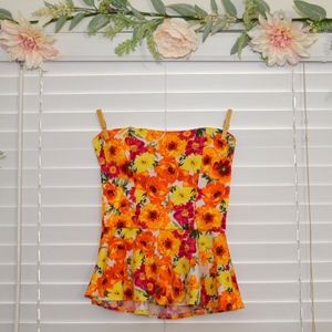 Alt.B – Floral Strapless Peplum Top
